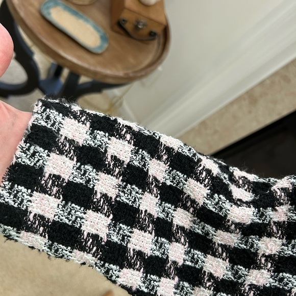 Hutch Black and Pink Cropped Checkered Tweed Jacket - Picture 4 of 9